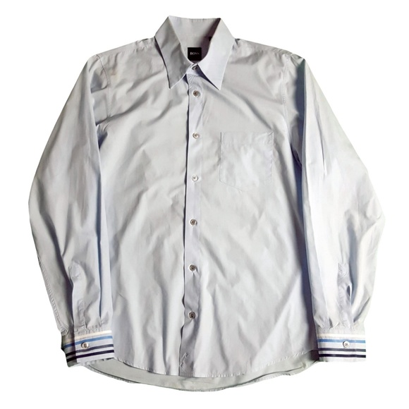 Hugo Boss Mens Cotton Dress Shirt Size Medium Blue - Picture 2 of 8